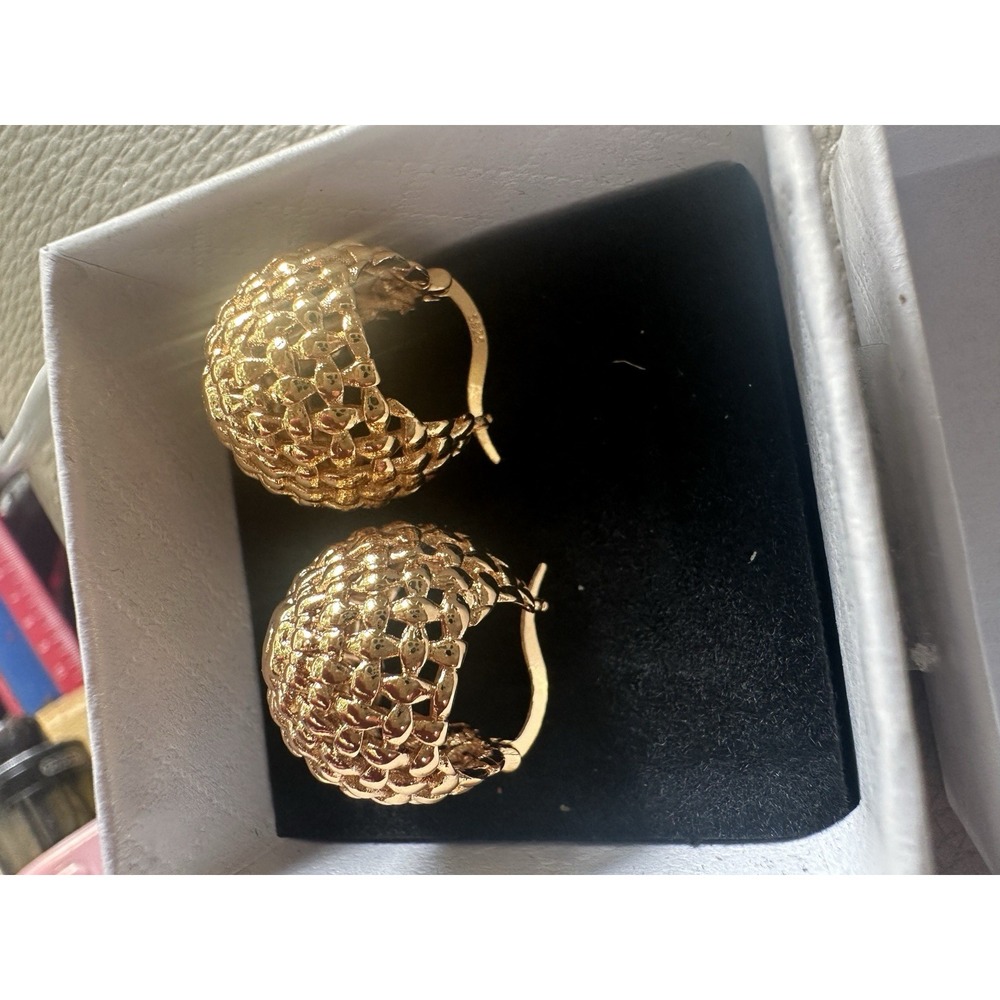 S925 Gold Tone Basket Earrings
